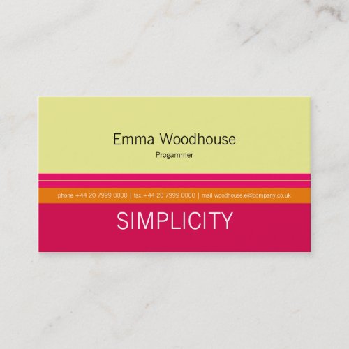 Simplicity Spring Raspberry Pink &amp; Orange Business Card Templates