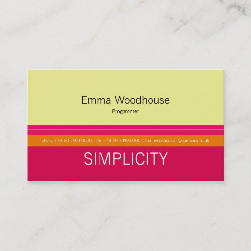 Customizable Simplicity Spring Raspberry Pink & Orange Business Card Templates