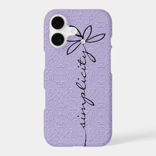Simplicity Text on Purple Embossed Pattern iPhone 17 Case