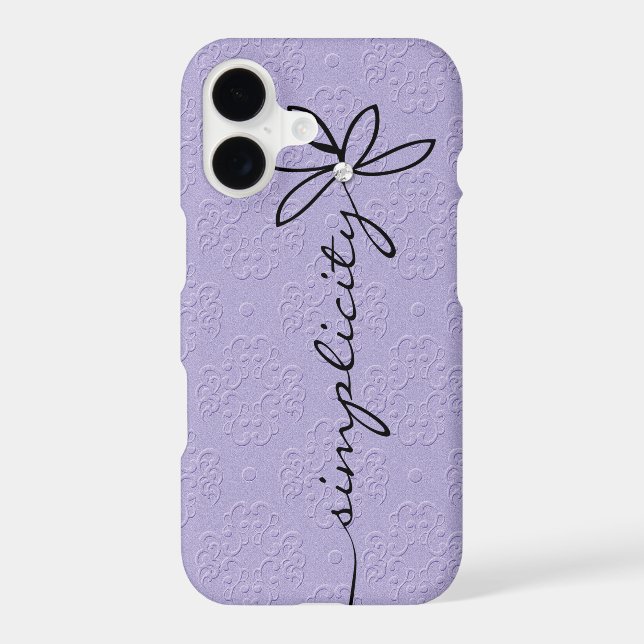 Simplicity Text on Purple Embossed Pattern Case-Mate iPhone Case (Back)