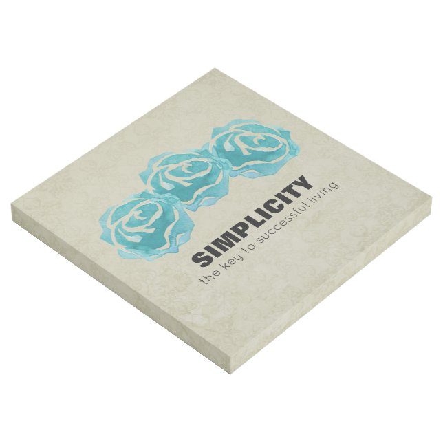 Simplicity Typography Quote with Teal Roses Gallery Wrap (3/4)