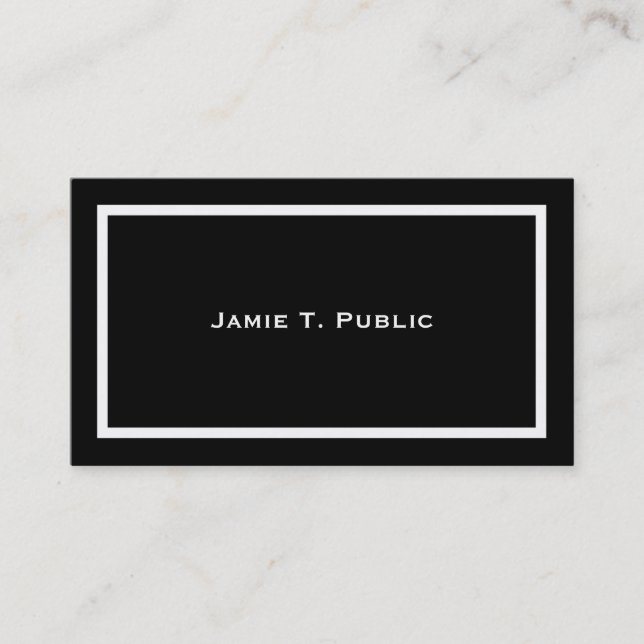 Simplicity: White Banded Frame, Black Background Business Card (Front)