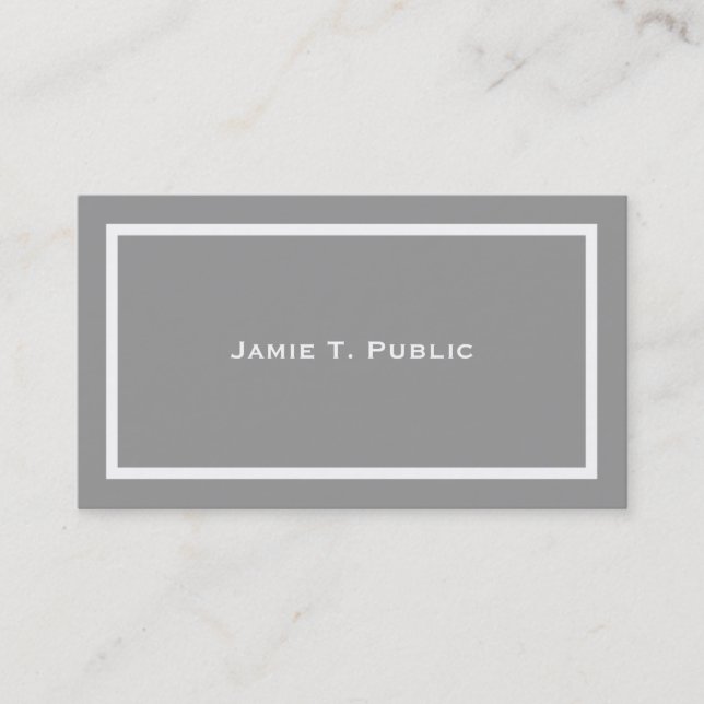 Simplicity: White Banded Frame, Gray Background Business Card (Front)