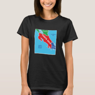 simplified Colored Map of Costa Rica & Neighboring T-Shirt