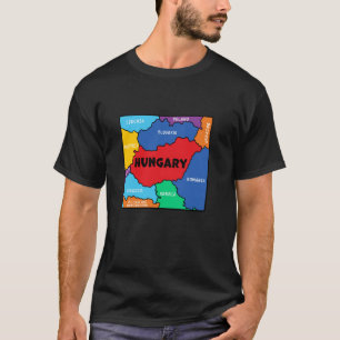 simplified Colored Map of Hungary with Neighboring T-Shirt