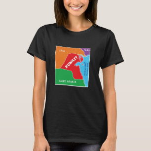simplified Colored Map of Kuwait with Neighboring T-Shirt