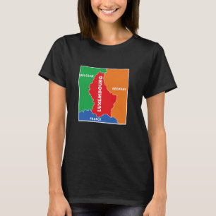 simplified Colored Map of Luxembourg, Neighboring T-Shirt