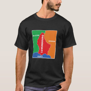 simplified Colored Map of Luxembourg, Neighboring T-Shirt