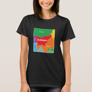 simplified Colored Map of Slovenia and Neighboring T-Shirt
