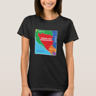Simplified colored political map of Bosnia and Her T-Shirt