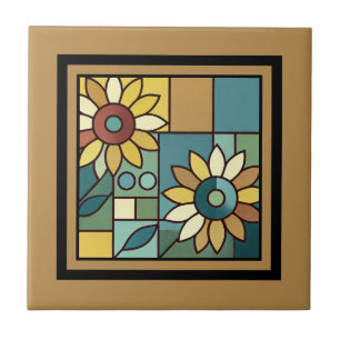 Simplified Sunflower Mosaic Ceramic Tile
