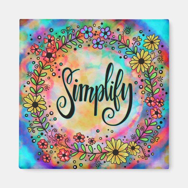 Simplify Hearts Pretty Floral Colorful Inspirivity Magnet (Front)