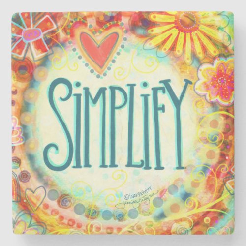 Simplify Pretty Whimsical Hearts Flowers Drink Stone Coaster