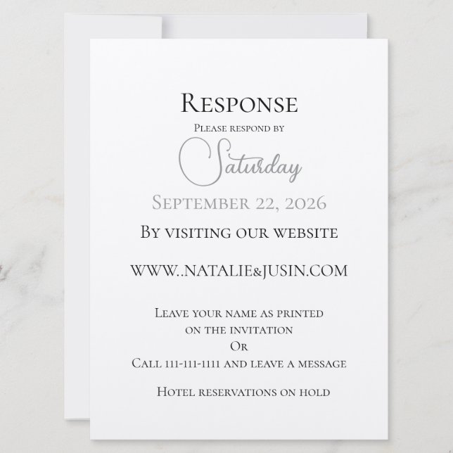 Simplistic and Trendy Flat Response Card (Front)