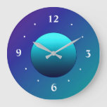 Simplistic Aqua Green Moon Large Clock at Zazzle