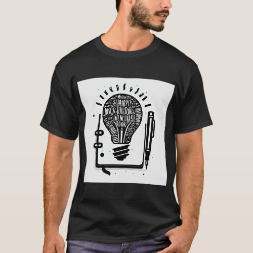Simplistic Black and White Logo Printed  T_Shirt