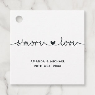 Simplistic Black and White Typography S'more Love Favor Tags