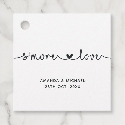 Simplistic Black and White Typography Smore Love Favor Tags