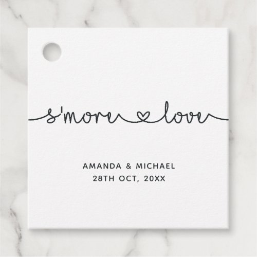 Simplistic Black and White Typography Smore Love Favor Tags
