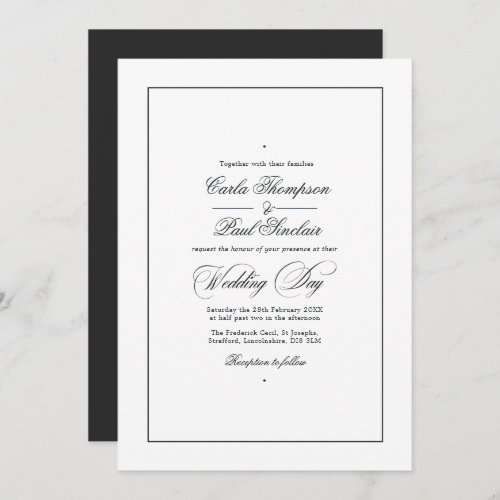 Simplistic Black and White Wedding Invitation
