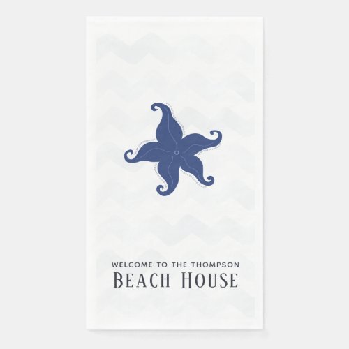 Simplistic Blue and White Beach House Paper Guest Towels