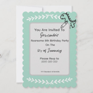 Simplistic Dinosaur Birthday Invite
