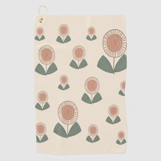 Simplistic Flower Pattern Golf Towel (Front)