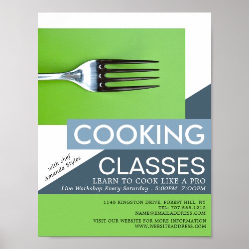 Simplistic Fork Cooking Classes Advertising Poster