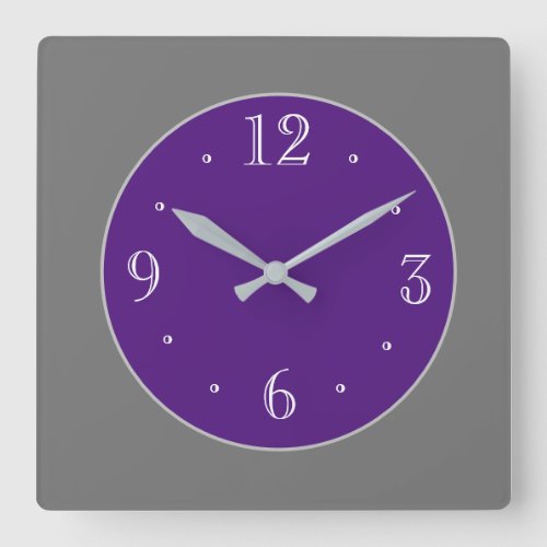 Simplistic Grey and Purple White Nos  Wall Clock