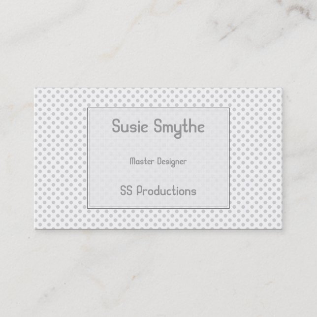 Simplistic Light Gray Small Dot Pattern Biz Cards (Front)