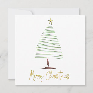 Simplistic Lines Tree Star Merry Christmas Holiday Card