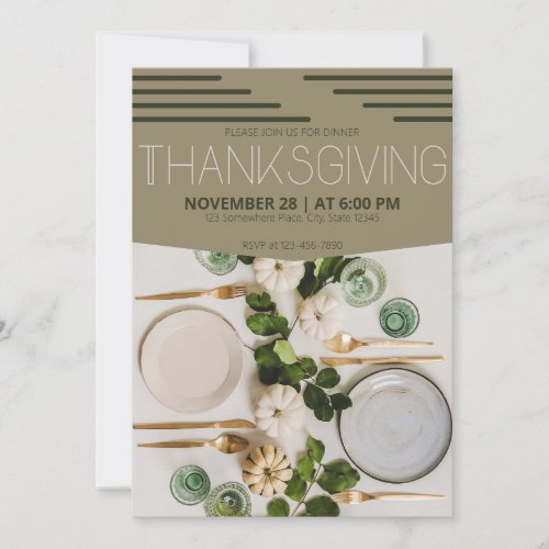 Simplistic Modern Abstract Thanksgiving Dinner Invitation