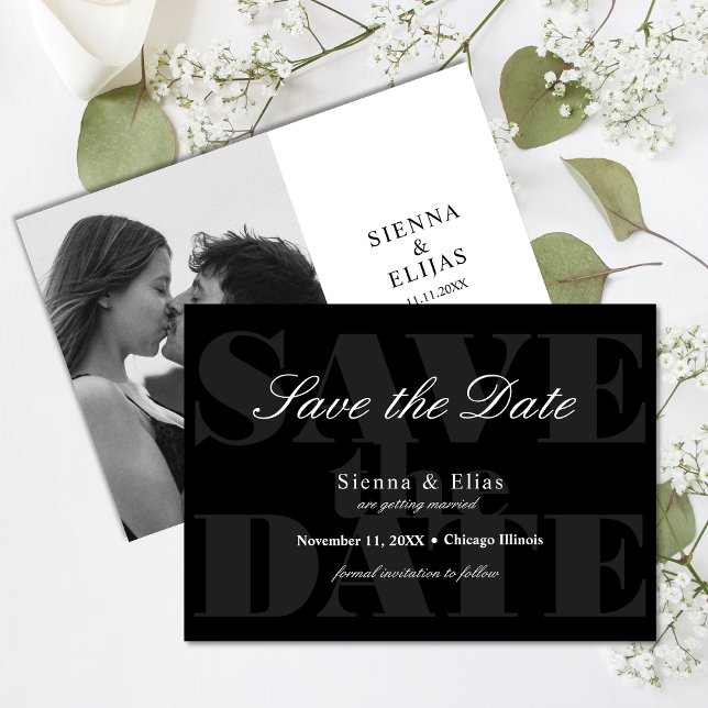 Simplistic Modern Black White Photo Save The Date (Creator Uploaded)