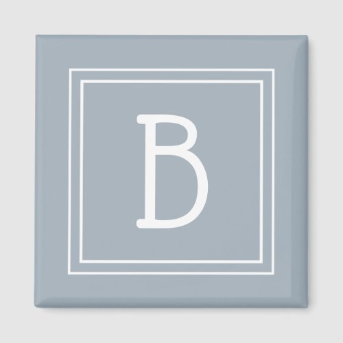 Simplistic Monogrammed Initial Letter Dusty Blue Magnet