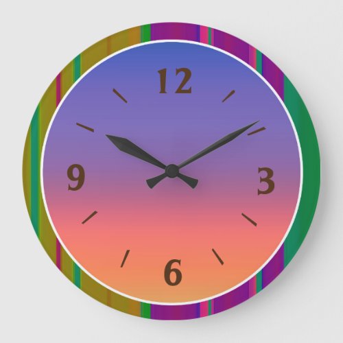 Simplistic Multicolored Mauve Pink Orange Large Clock