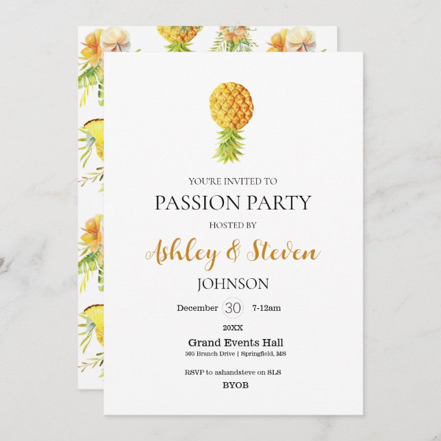 Simplistic Passion Party invitation (Front/Back)