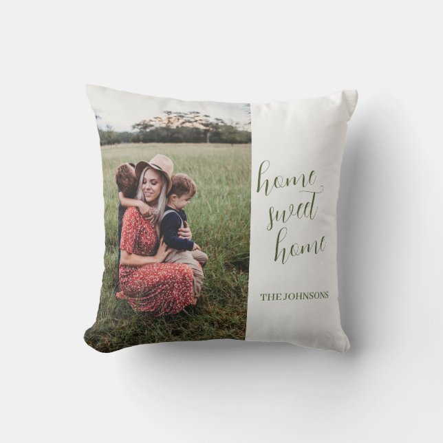 Simplistic Photo Script Throw Pillow (Front)