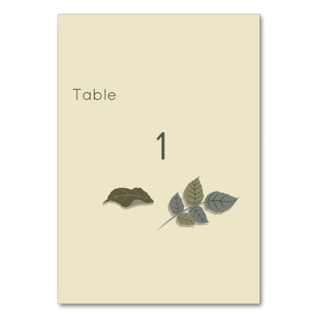 Simplistic Purple Flower with Green Leaves Table Number (Front)