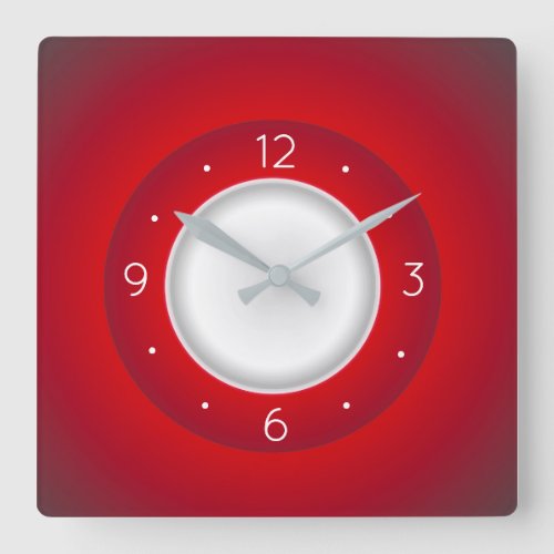 Simplistic Red and White  Square Kitchen Clocks
