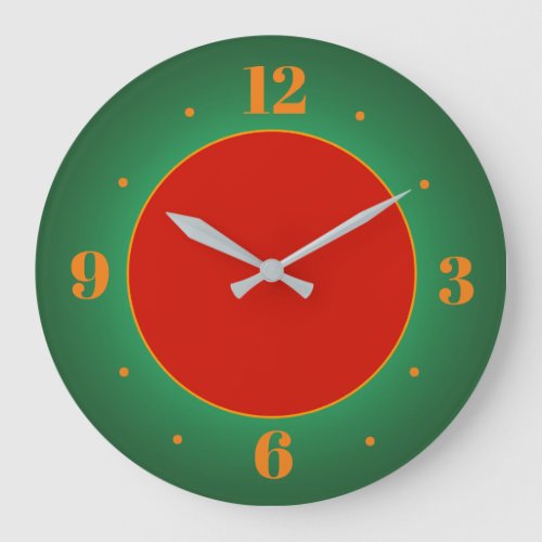 Simplistic Red Gold Green Wall Clock