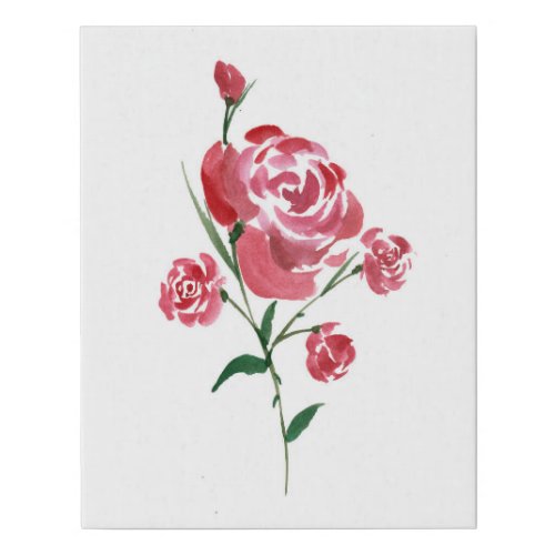 Simplistic Red Rose Watercolor Faux Canvas Print