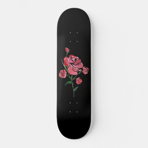 Simplistic Red Rose Watercolor Skateboard