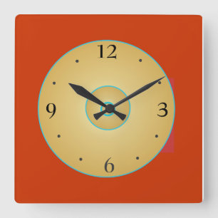 Simplistic Red Yellow with Green>Kitchen Clock
