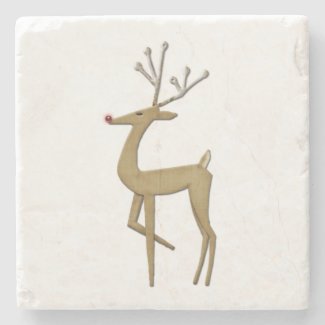 Simplistic Reindeer Marble Coasters