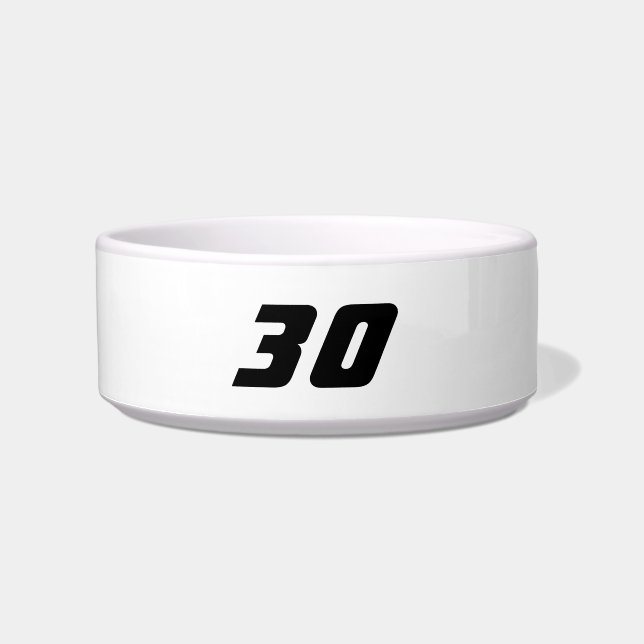 Simplistic Sport Number Minimalist Pet Water Food Bowl (Front)