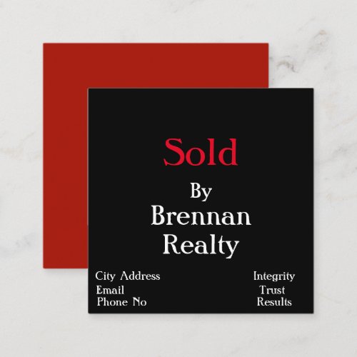 Simplistic Square BlackRed Realty Business Card