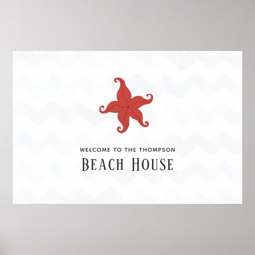 Simplistic Starfish Beach House Poster