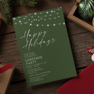 Simplistic String Light Christmas Party Invitation