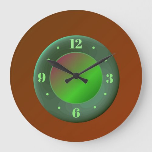 Simplistic Tan with Green Centre Large Clock