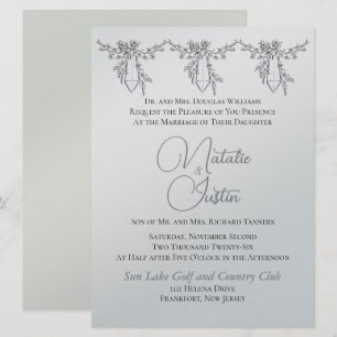 Simplistic/Trendy Metallic Silv Wedding Invitation